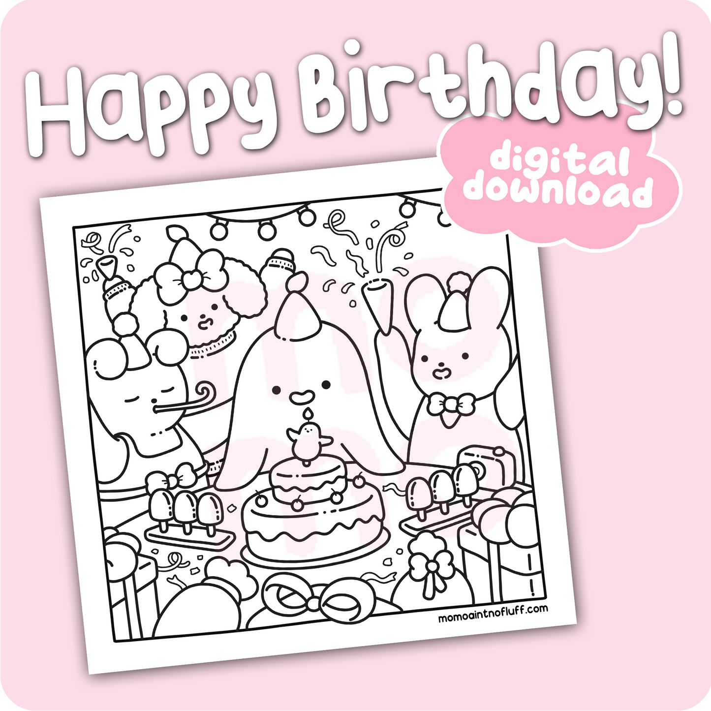 birthday party • coloring page