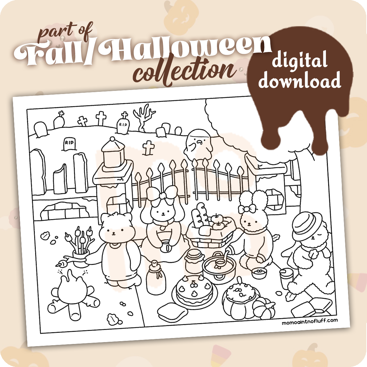 graveyard's picnic • coloring page