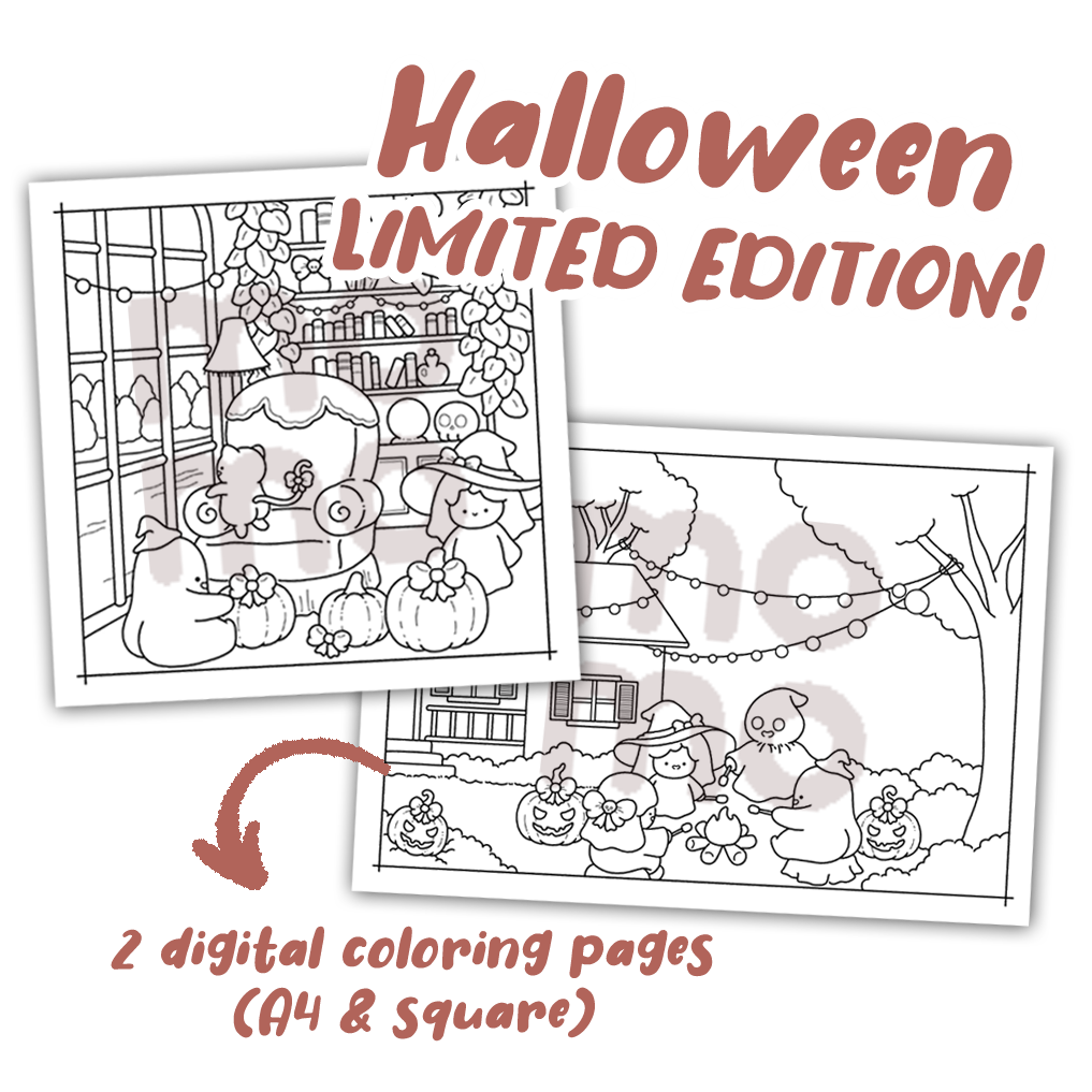 Cozy Halloween [LIMITED EDITION] • 2 coloring pages