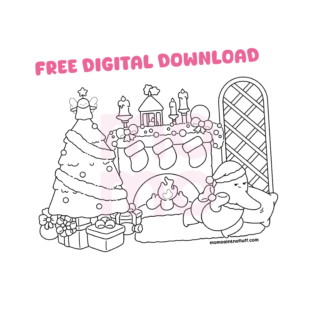 Christmas Cuddle • free coloring card