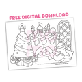 Christmas Cuddle • free coloring card