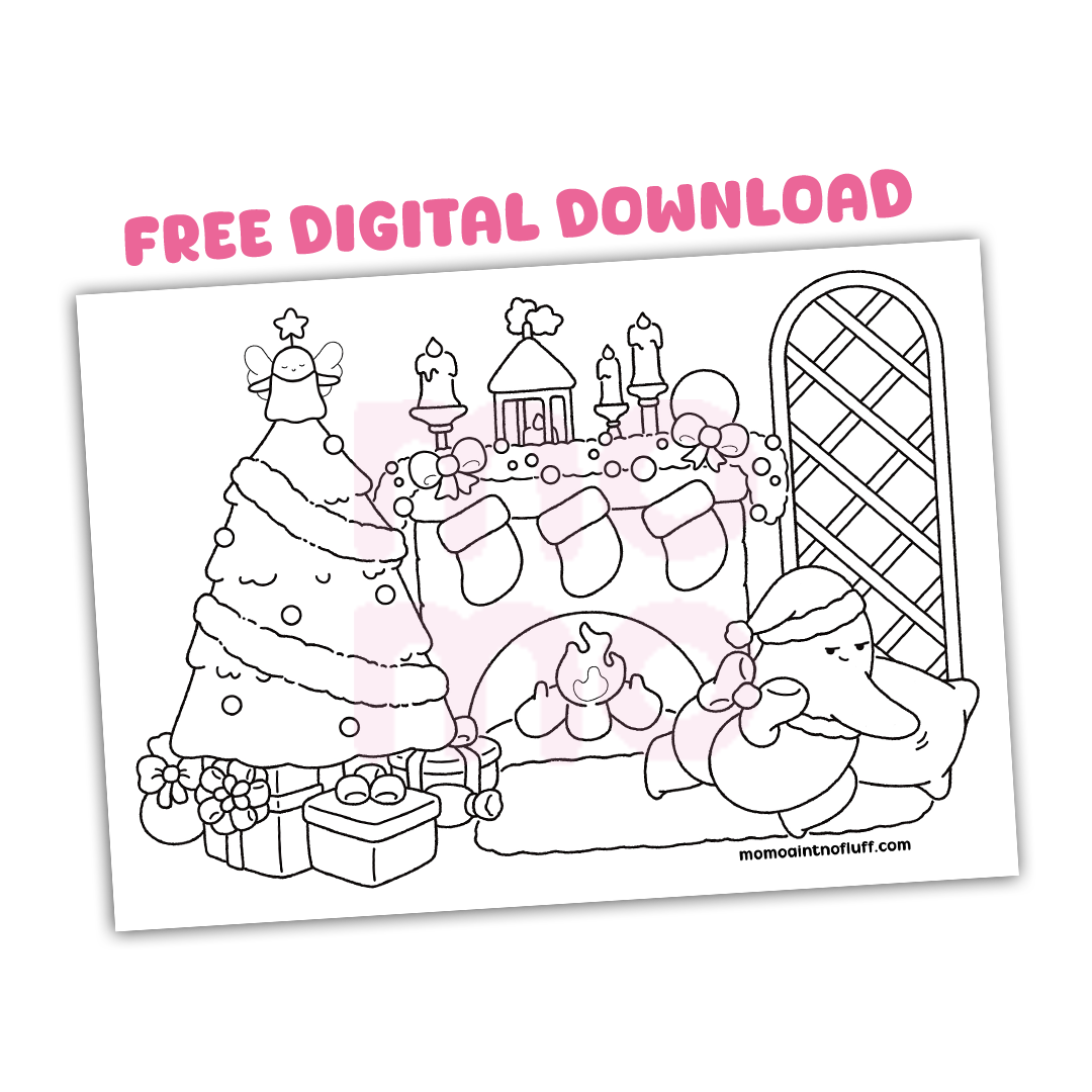 Christmas Cuddle • free coloring card