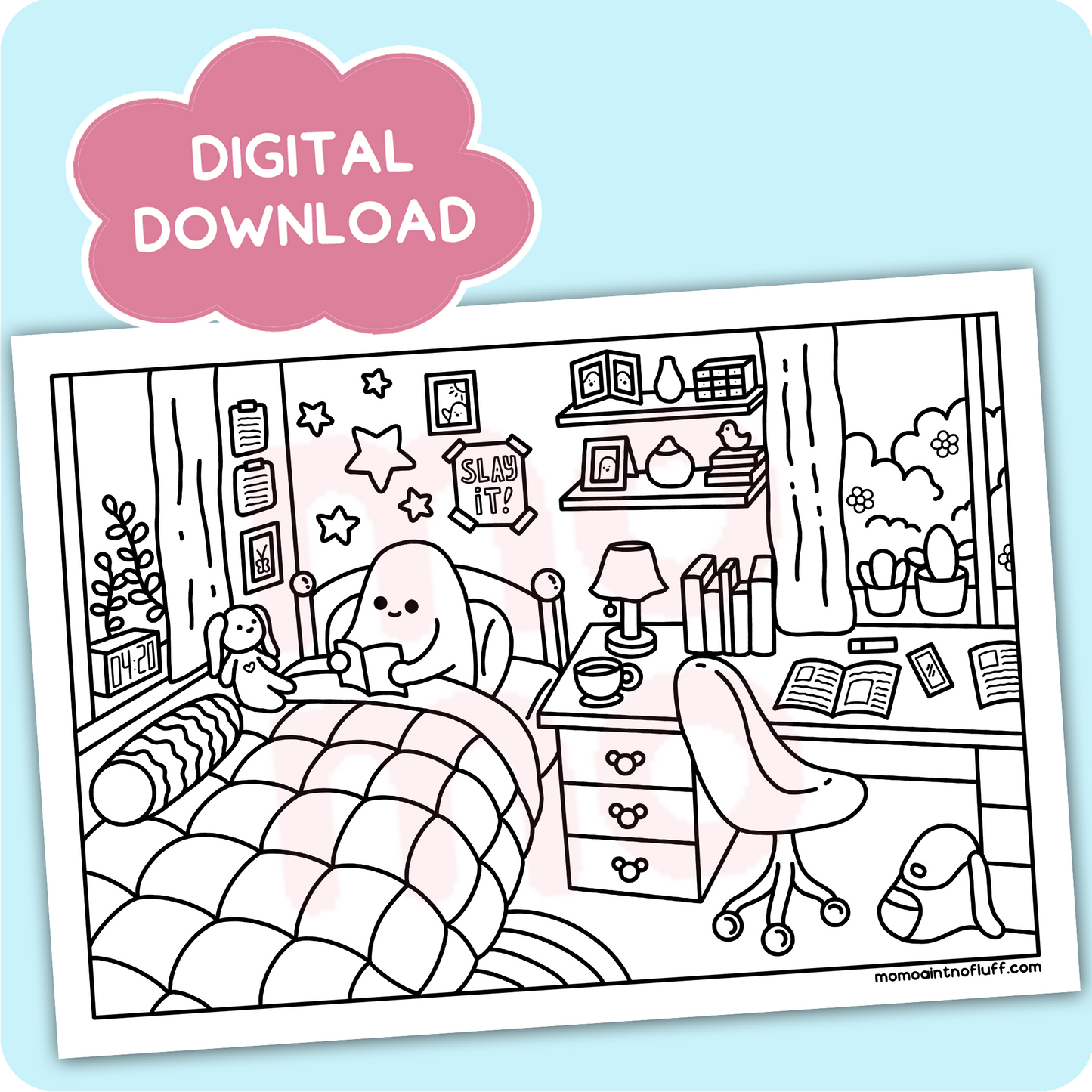 digital printable download • cozy day coloring doodle