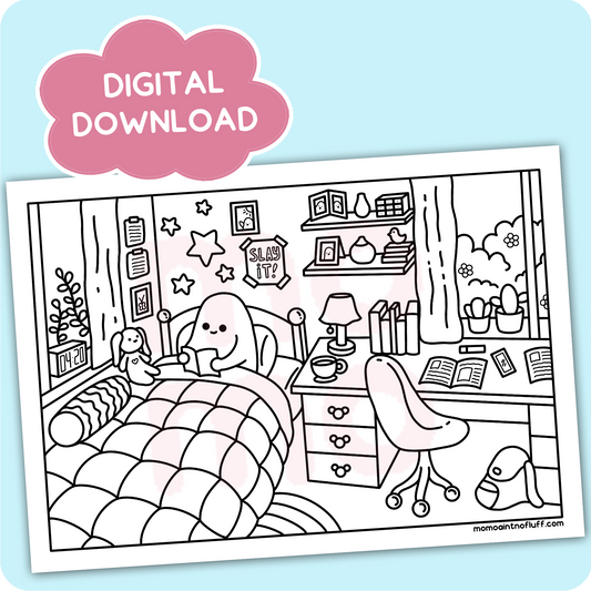 digital printable download • cozy day coloring doodle