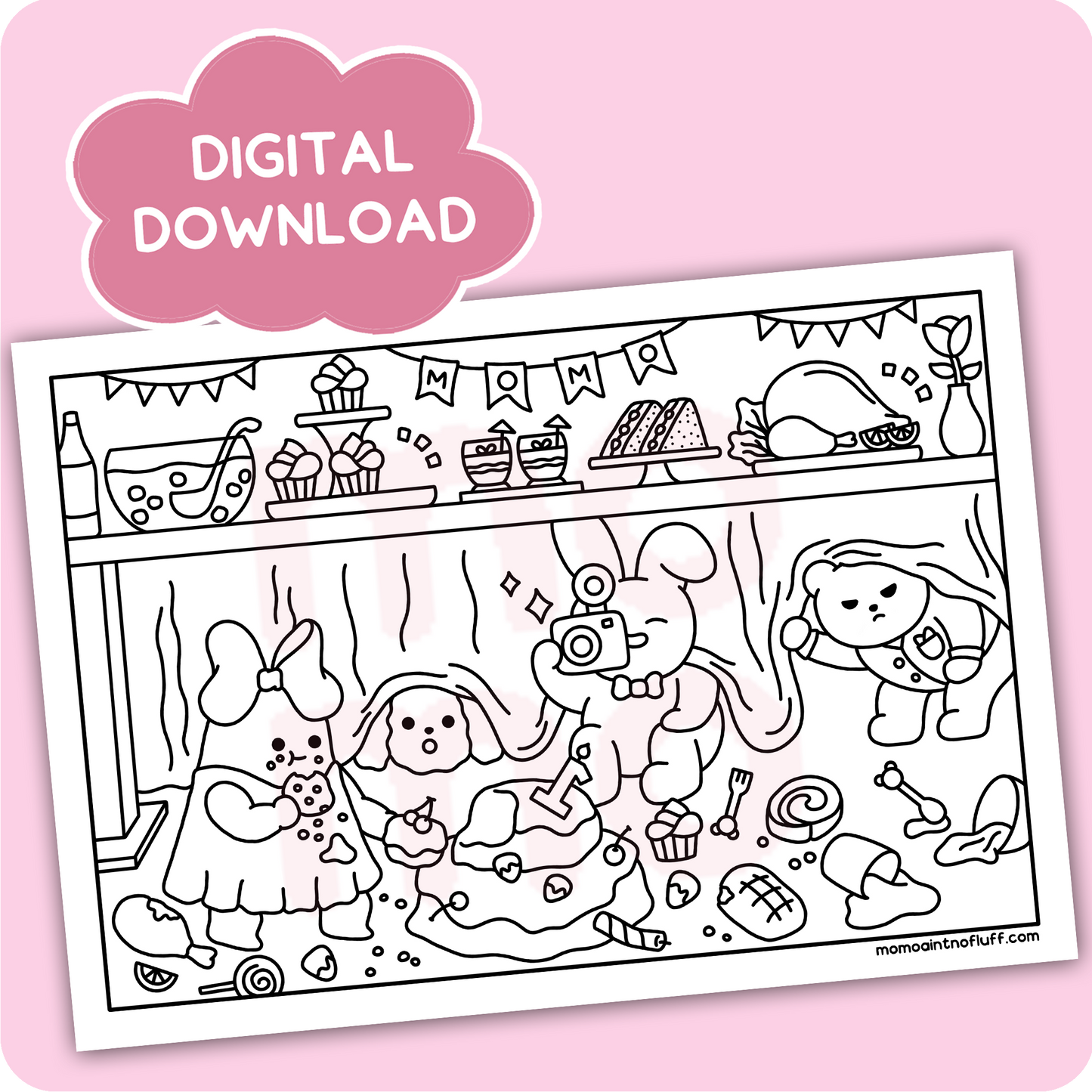 digital printable download • baby momo coloring bundle