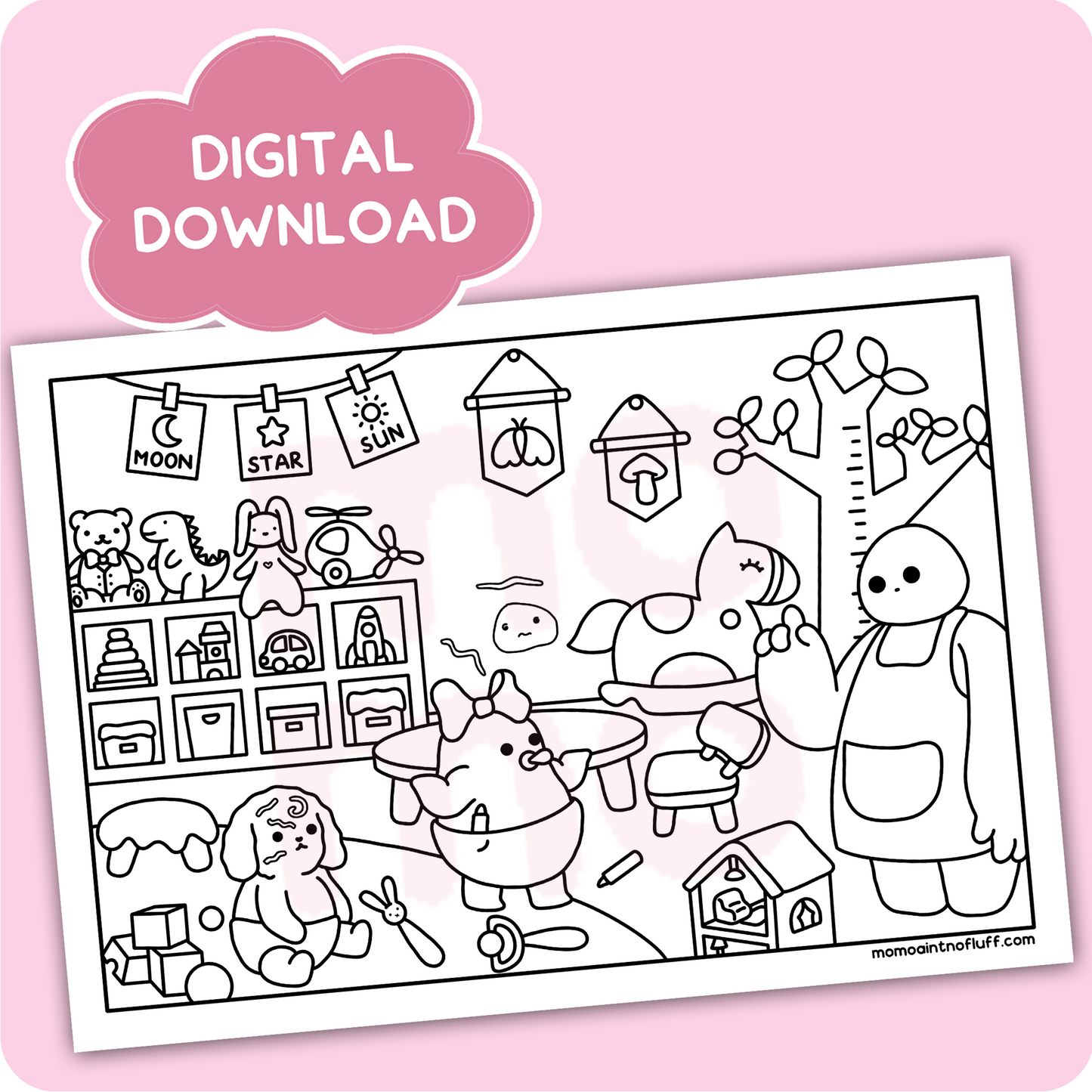 digital printable download • baby momo coloring bundle