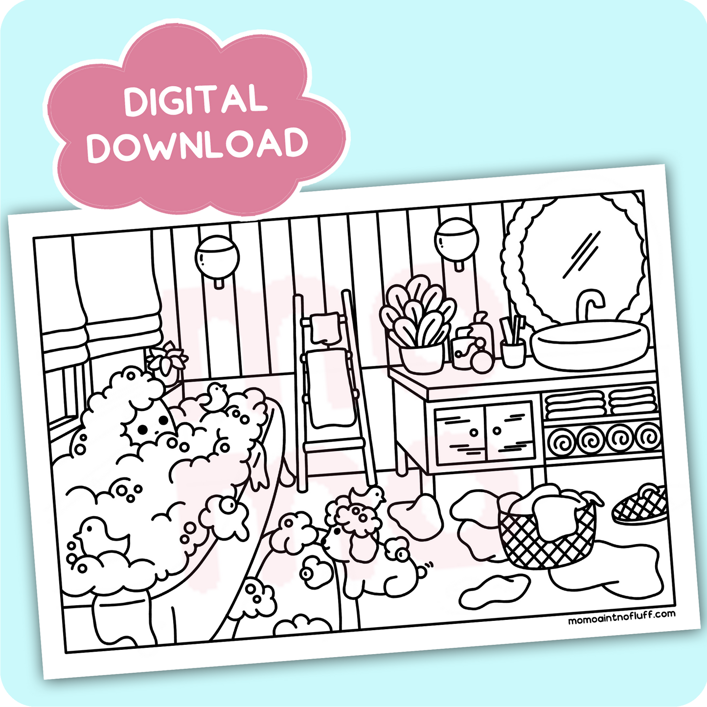 digital printable download • bath bomb coloring doodle