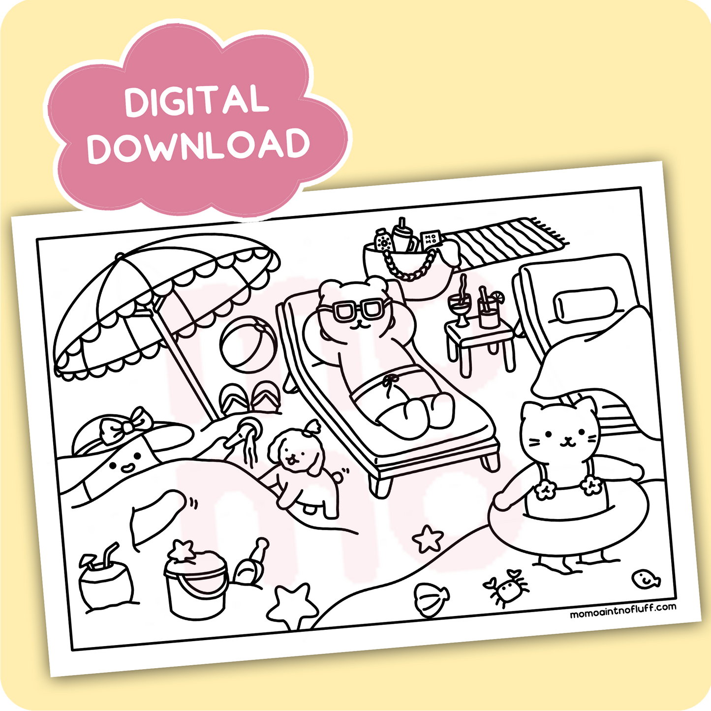 digital printable download • private resort coloring doodle