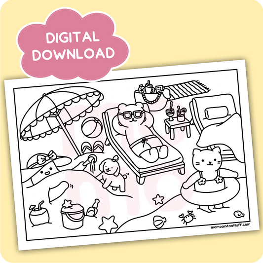 digital printable download • private resort coloring doodle