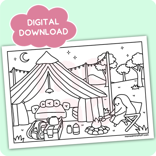 digital printable download • glamping coloring doodle