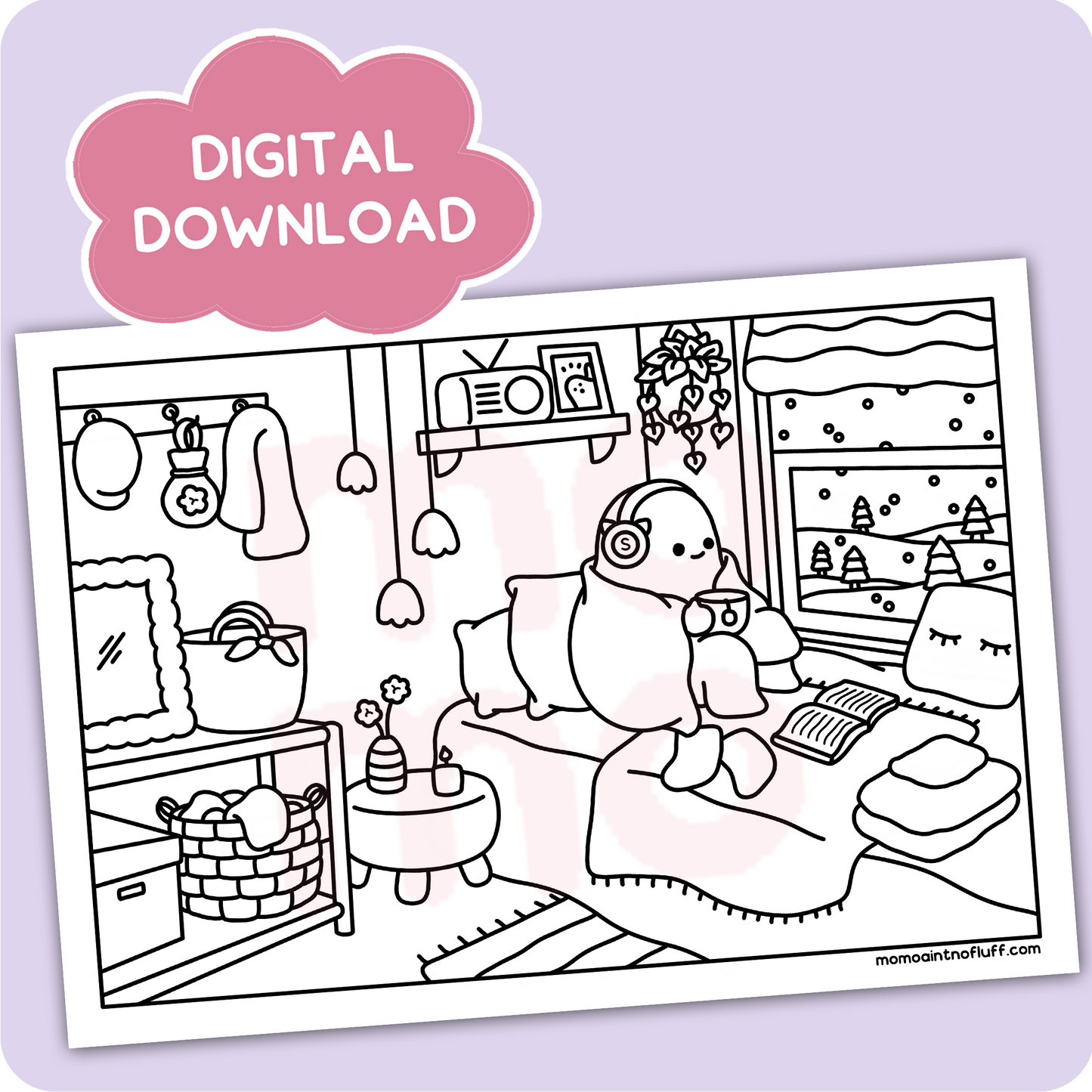 digital printable download • daydream coloring doodle