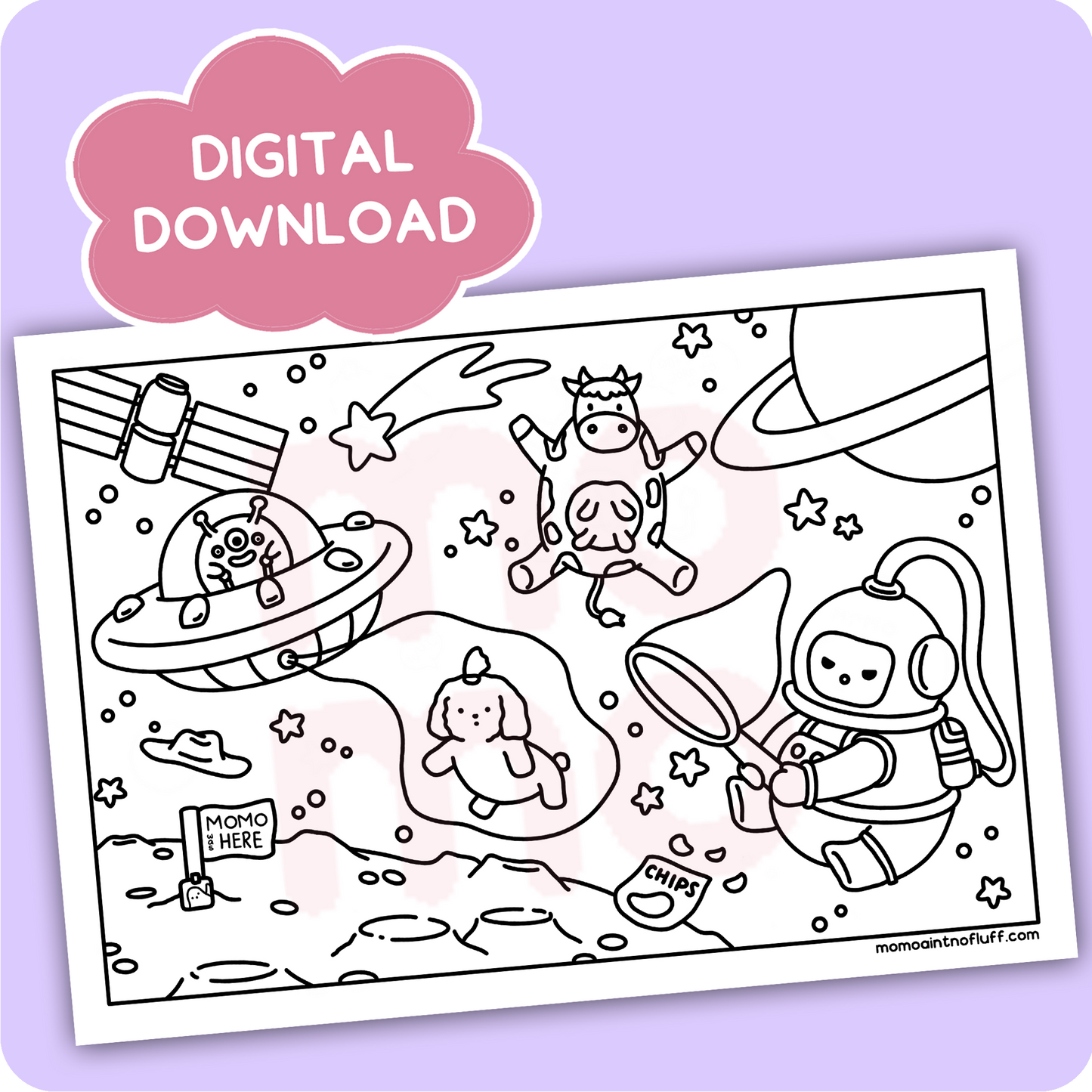 digital printable download • space rescue coloring doodle