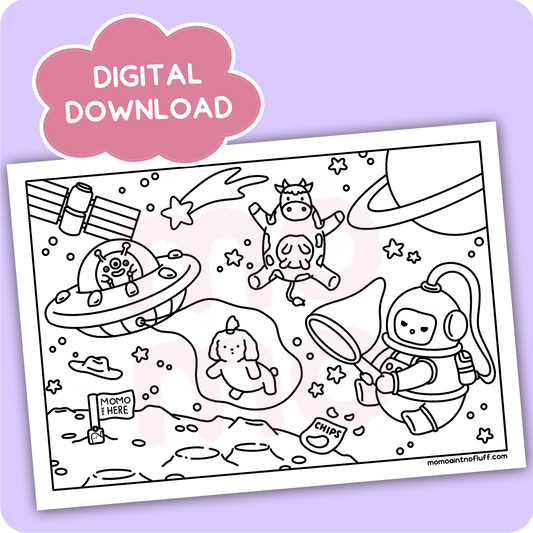 digital printable download • space rescue coloring doodle