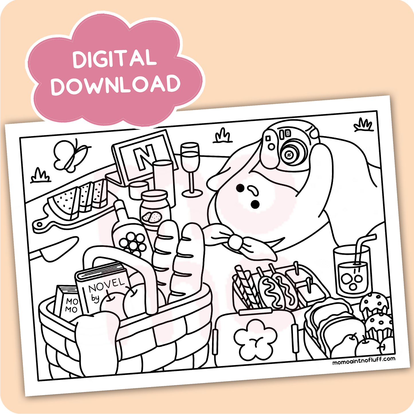 digital printable download • me time coloring doodle