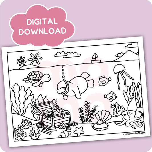 digital printable download • treasure hunter coloring doodle