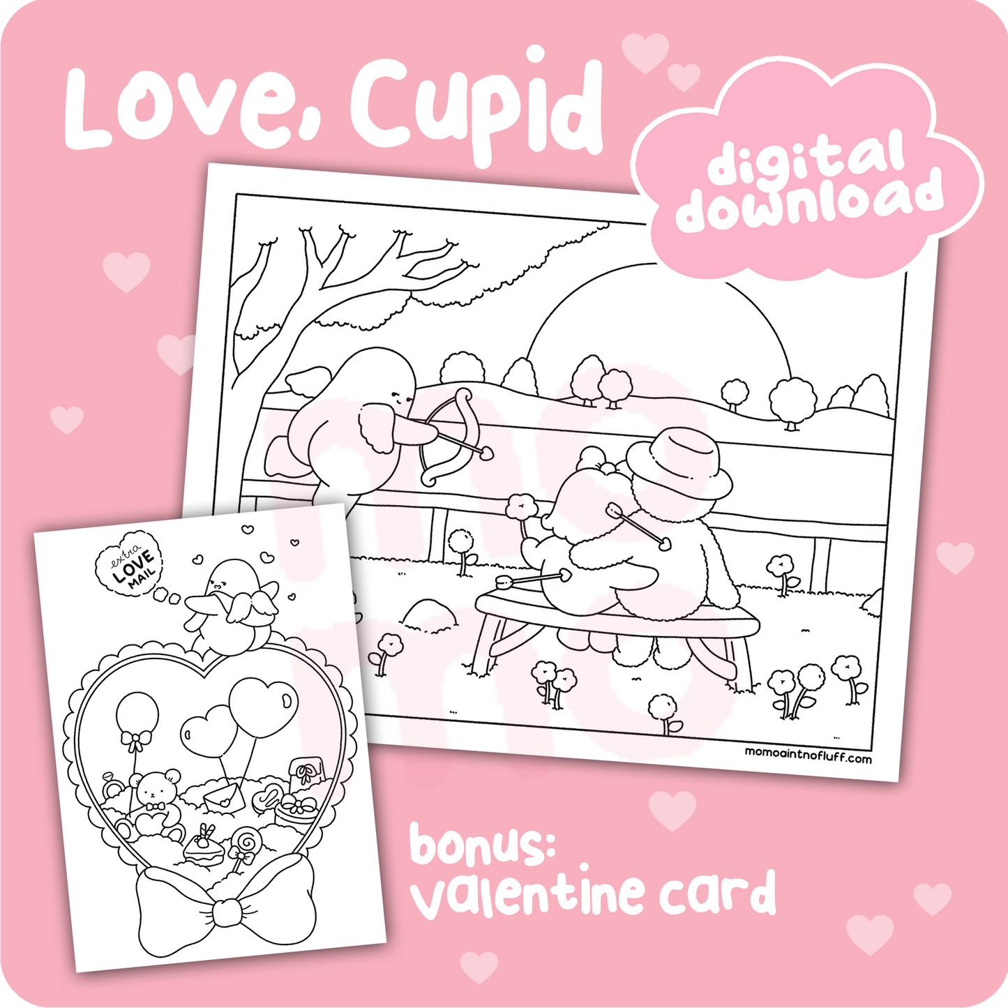 Love, Cupid • Valentine coloring page