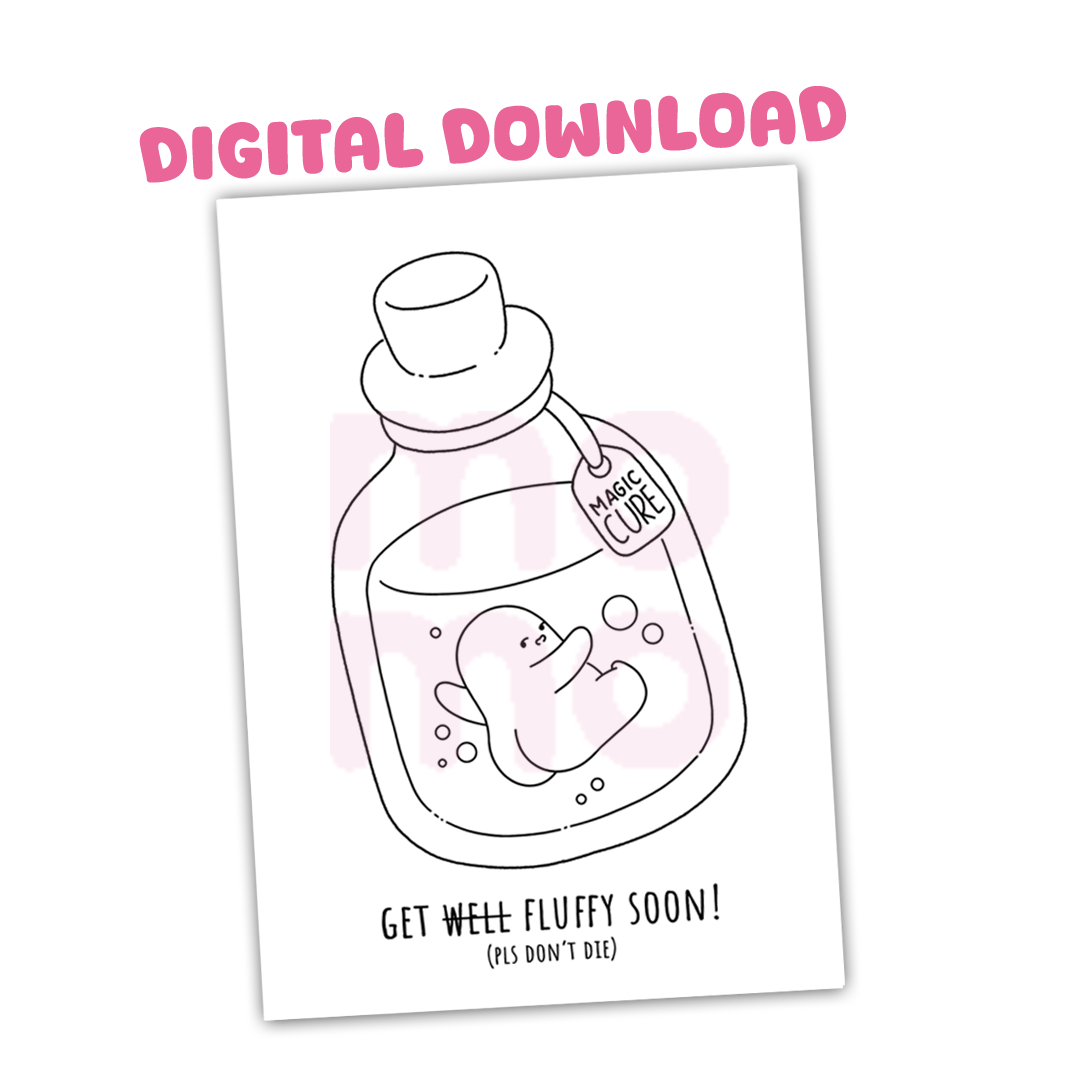 get fluffy soon • coloring card